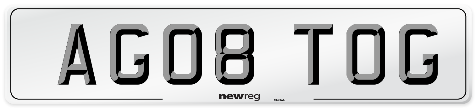 AG08 TOG Number Plate from New Reg